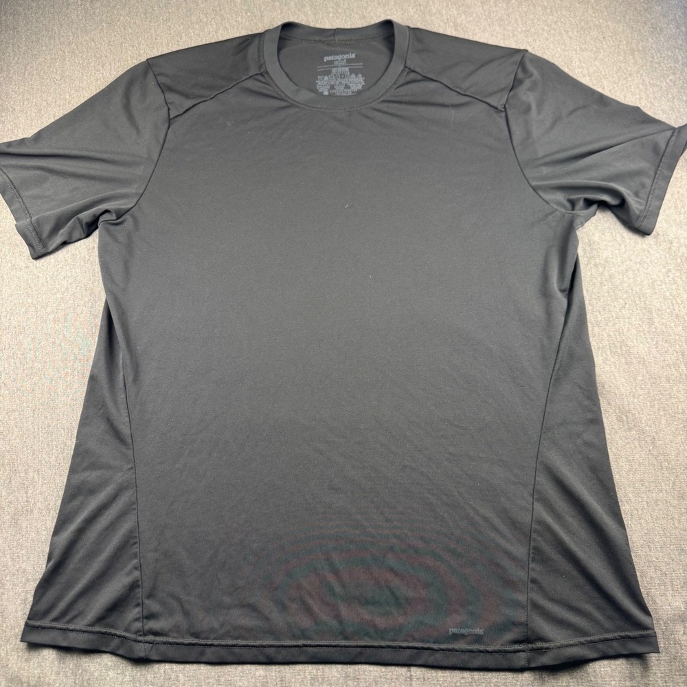 Patagonia Capilene 1 Silkweight Shirt Mens Large Black Short Sleeve 45381 FA11